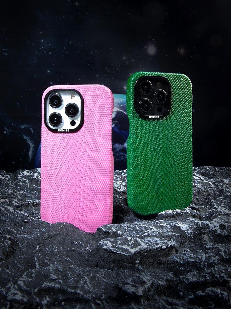 BORDEAUX, Lizard leather cases for iPhone 14 - ROMISS