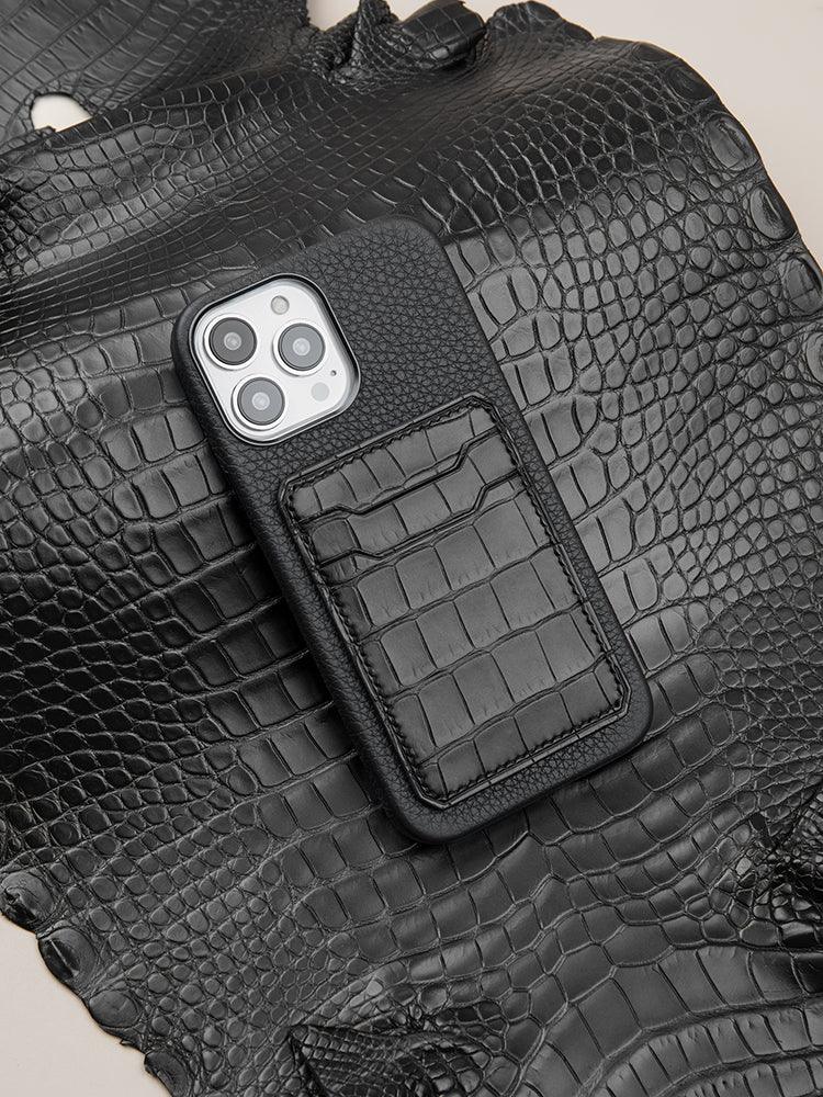 PARIS, Alligator Belly Skin MagSafe Wallet Snap On iPhone 12/13(Skin from Hermès Cuirs Précieux leather factory) - ROMISS