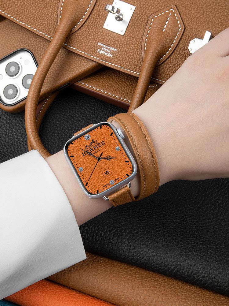 BERLIN, leather full slim Double Tour bands for Apple Watch all series - ROMISS