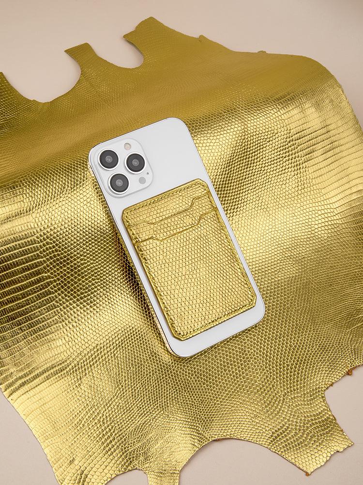 BORDEAUX LIMITED EDITION,Lizard Skin MagSafe leather Wallet Snap On iPhone 12/13(Skin from Hermès Cuirs Précieux leather factory) - ROMISS