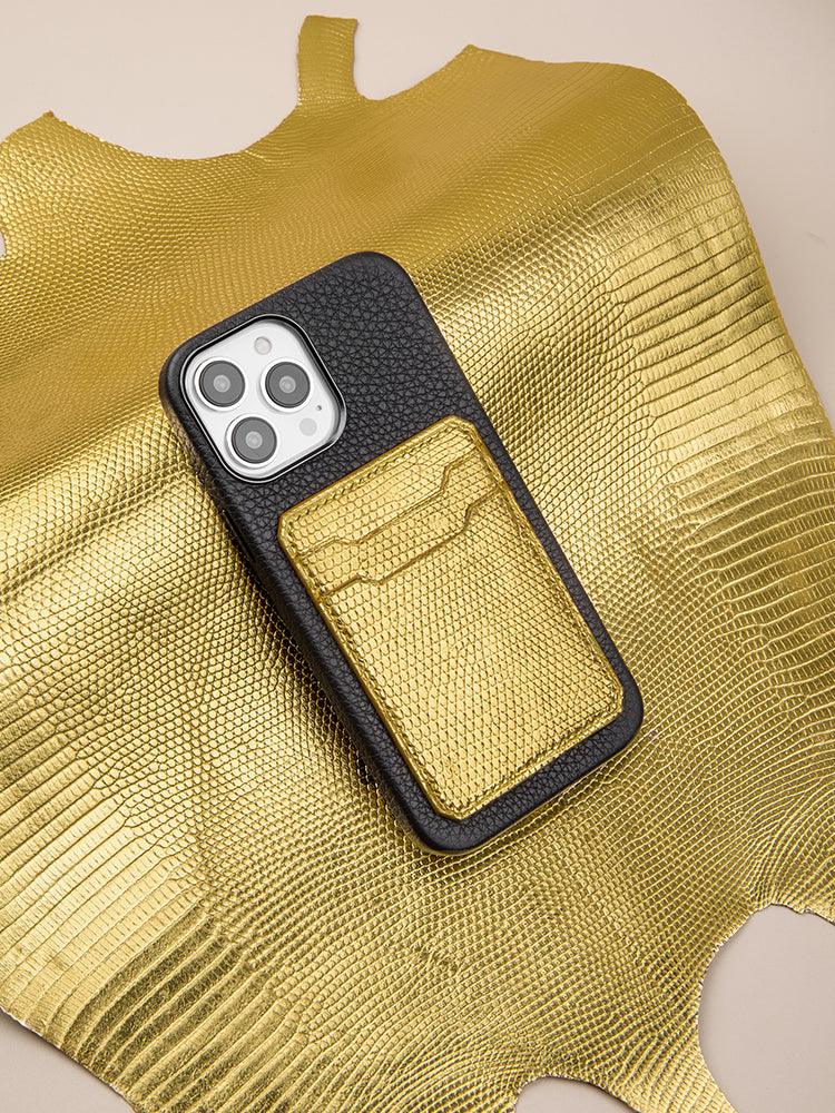 BORDEAUX LIMITED EDITION,Lizard Skin MagSafe leather Wallet Snap On iPhone 12/13(Skin from Hermès Cuirs Précieux leather factory) - ROMISS