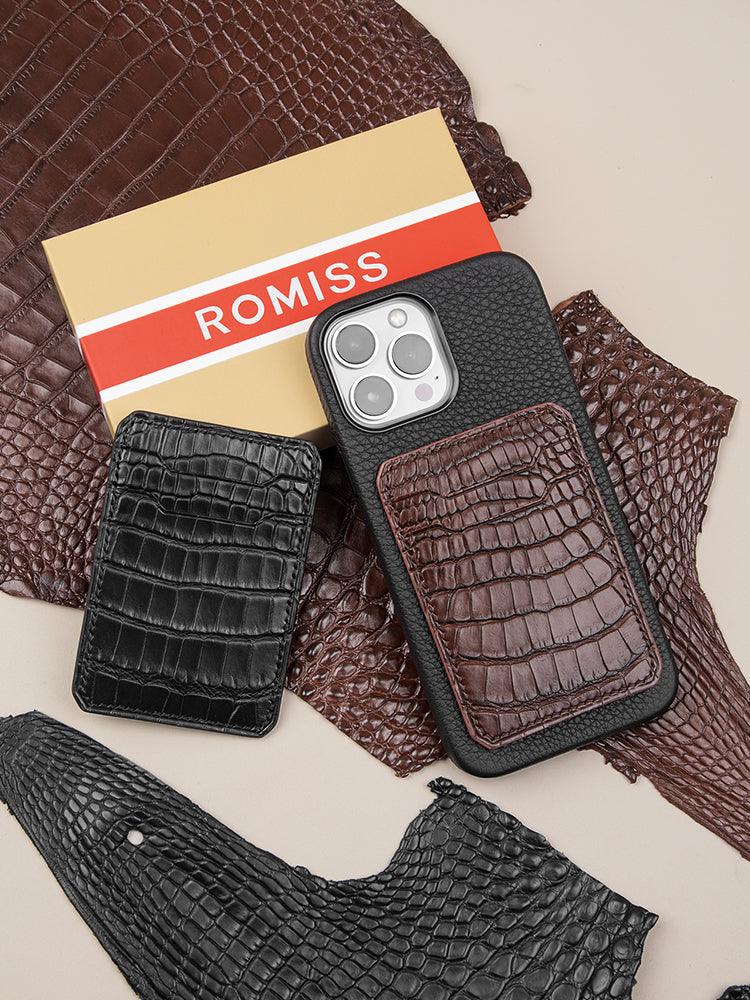 PARIS, Alligator Head Skin MagSafe Wallet Snap On iPhone 12/13(Skin from Hermès Cuirs Précieux leather factory) - ROMISS