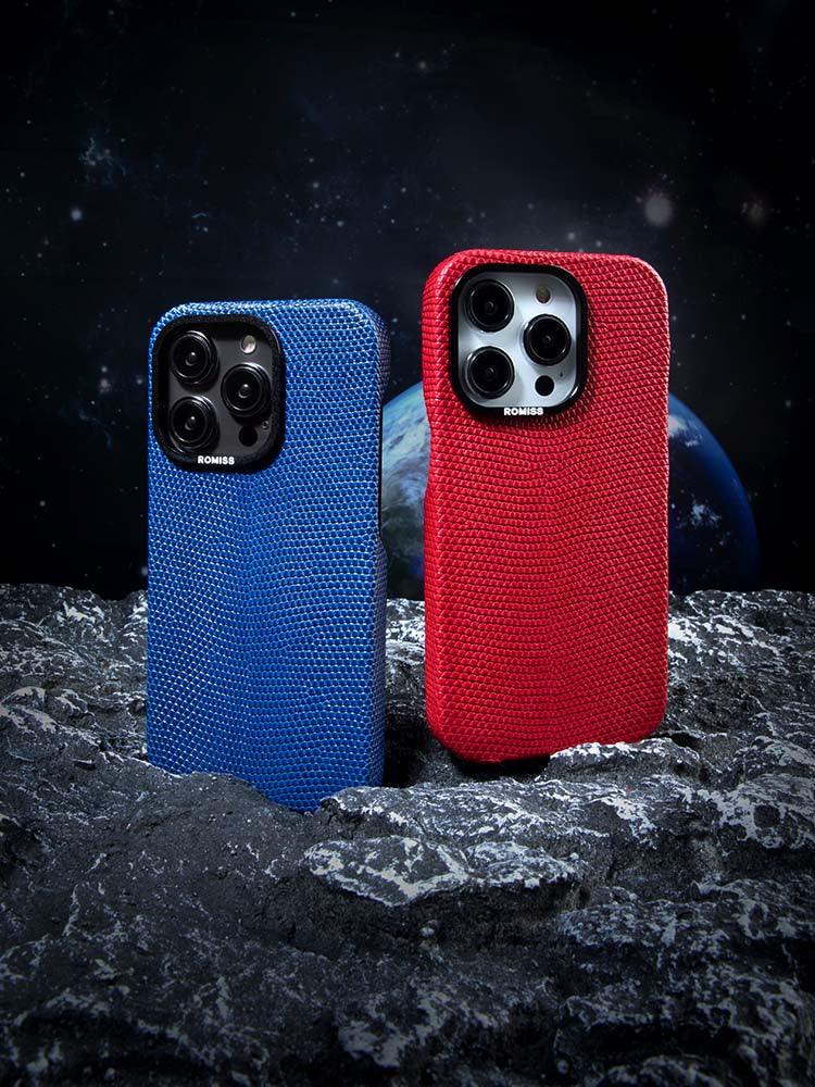 BORDEAUX, Lizard leather cases for iPhone 14 - ROMISS