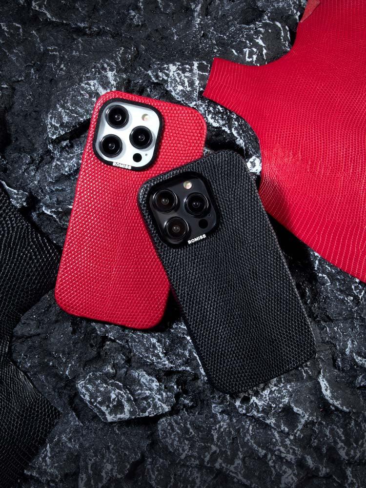 BORDEAUX, Lizard leather cases for iPhone 14 - ROMISS