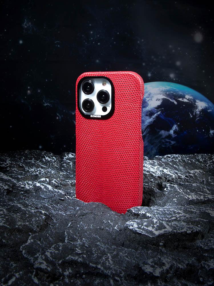BORDEAUX, Lizard leather cases for iPhone 14 - ROMISS