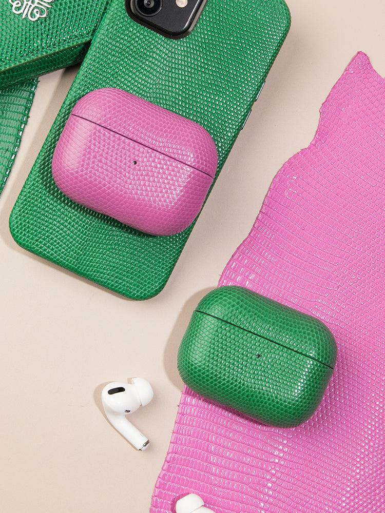 BORDEAUX,Lizard skin leather cases for AirPods - ROMISS
