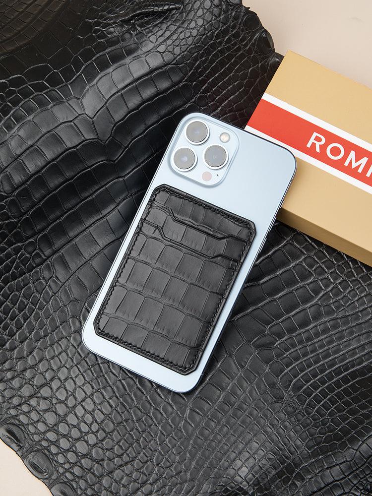 PARIS, Alligator Belly Skin MagSafe Wallet Snap On iPhone 12/13(Skin from Hermès Cuirs Précieux leather factory) - ROMISS