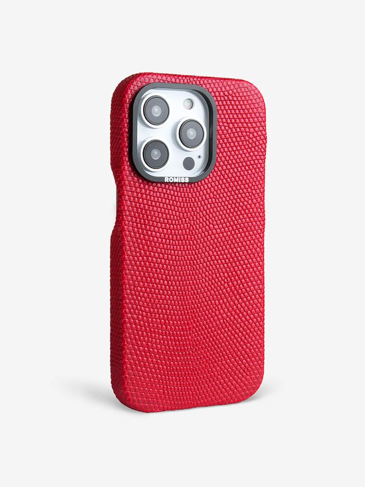 BORDEAUX, Lizard leather cases for iPhone 14 - ROMISS