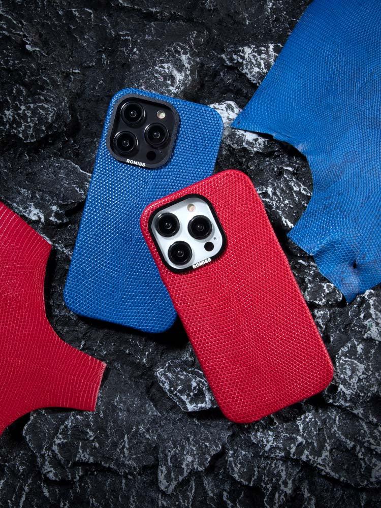 BORDEAUX, Lizard leather cases for iPhone 14 - ROMISS