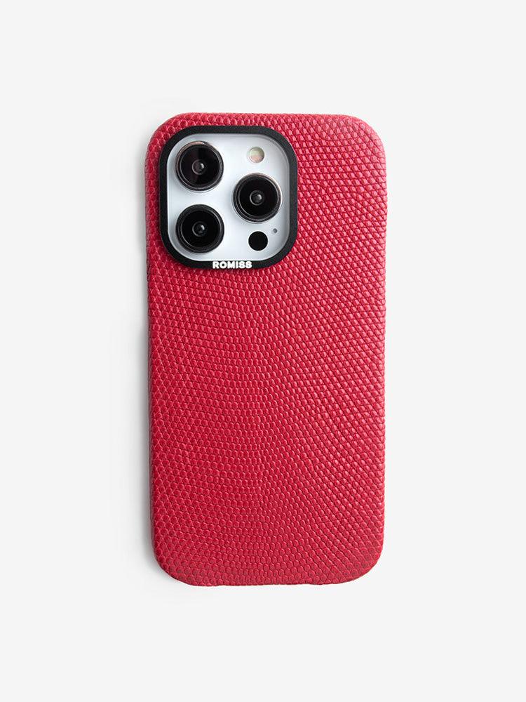 BORDEAUX, Lizard leather cases for iPhone 14 - ROMISS