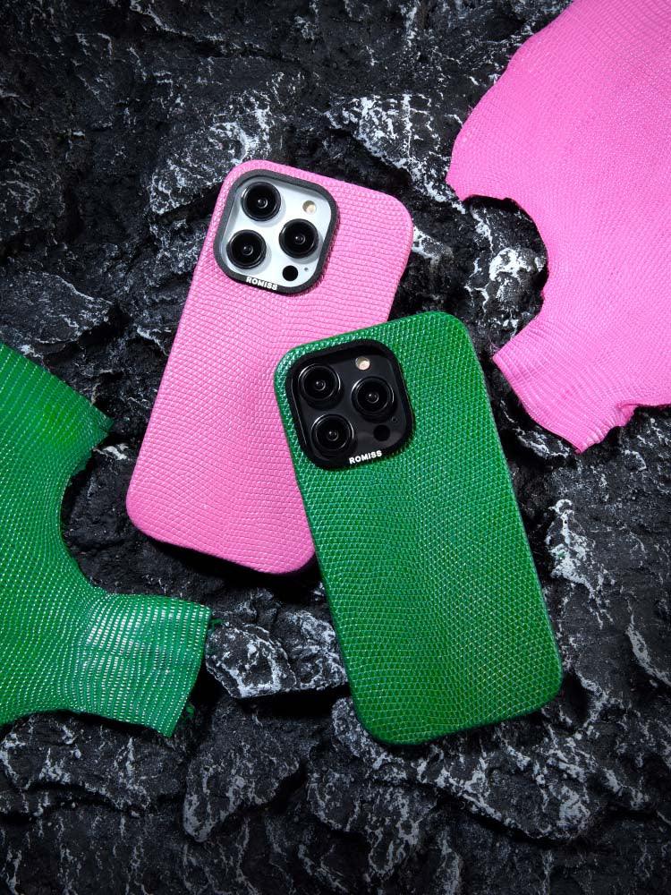 BORDEAUX, Lizard leather cases for iPhone 14 - ROMISS