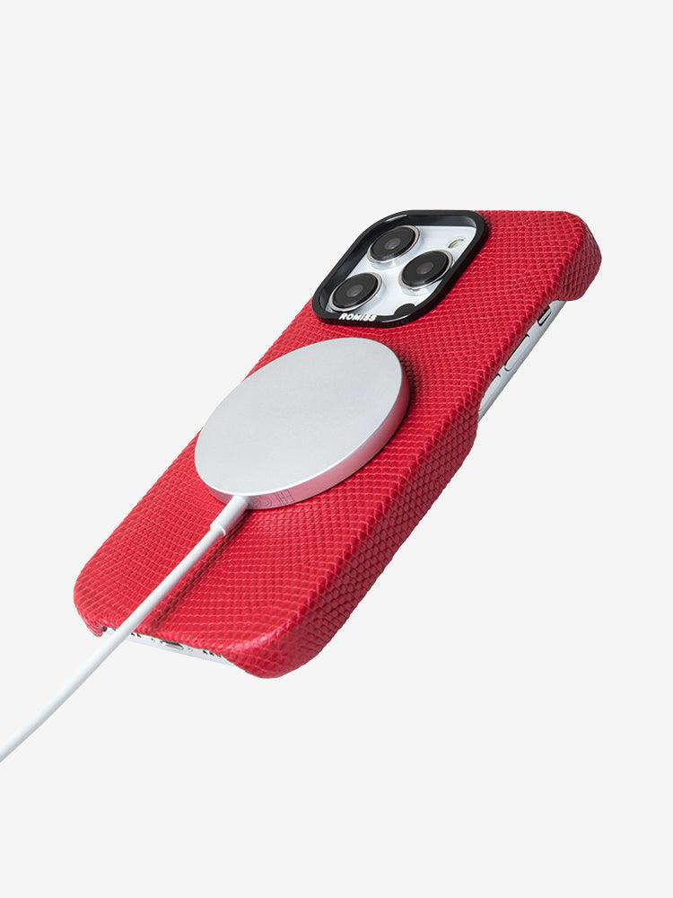 BORDEAUX, Lizard leather cases for iPhone 14 - ROMISS