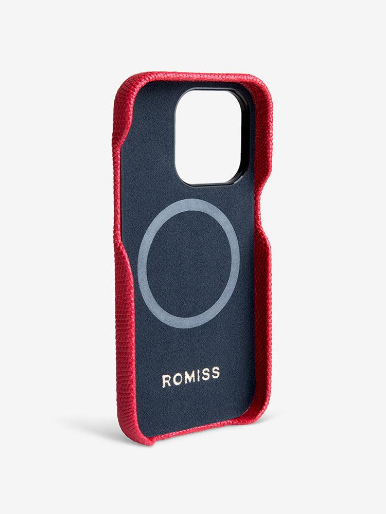 BORDEAUX, Lizard leather cases for iPhone 14 - ROMISS